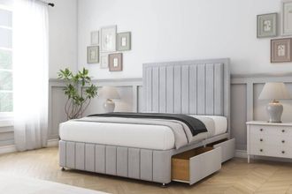 Sloomy Pemberton Naples Divan Set 2 Drawers-54 Headboard-Footboard in Silver | Size: King