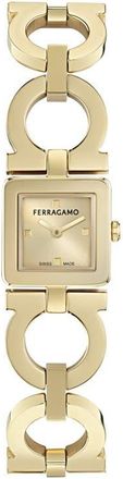 Ferragamo Double Gancini Square Bracelet Watch, 19mm x 19mm in Ip Yellow Gold at Nordstrom