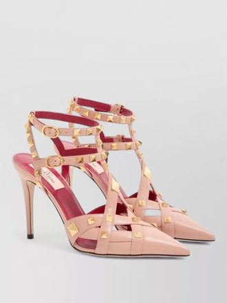 Valentino Garavani leather pumps pointed toe strappy studs