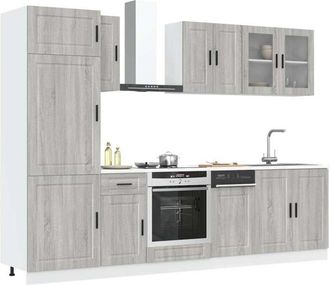 vidaXL Vidaxl - Mueble Cocina Kalmar Sonoma Gris 8 Pzas Madera Contrachapada