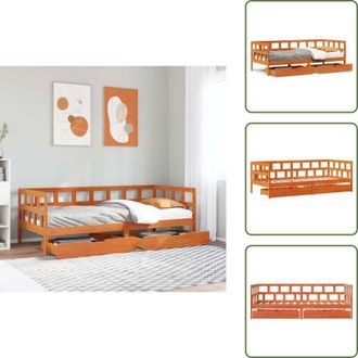 vidaXL Letto con doghe - vidaXL Divano Letto con Cassetti Marrone Cera 80x200 cm Massello Pino - Letto rustico