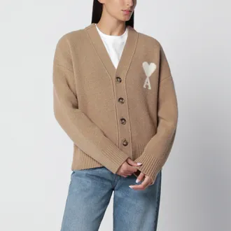 Ami Cardigan Ami de Coeur beige in misto alpaca
