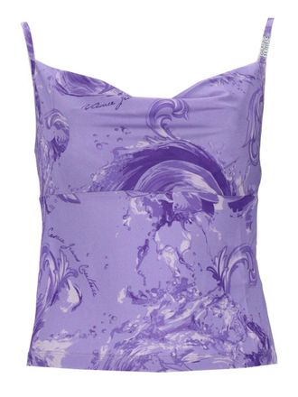 Versace Jeans Couture Purple Swirl Fitted Viscose Top