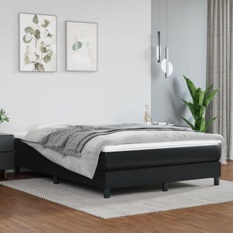 vidaXL Vidaxl - Cama Box Spring Con Colch&oacute;n Cuero Sint&eacute;tico Negro 140x200cm