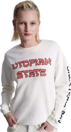 One Teaspoon Utopian State Logo Sweater - Dames - Sweatshirts - Wit - 2XS - Katoen - Hoodies & sweatvesten