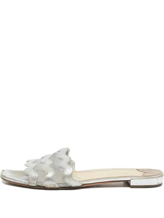 Prada wave-mesh slide sandals - Silver