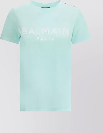 Balmain logoed crew neck t-shirt with embossed buttons