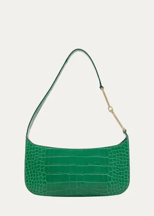 Tom Ford Arc Small Croc-Embossed Leather Shoulder Bag