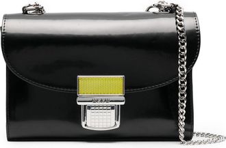 Msgm Brushed faux leather crossbody bag - women - Polyurethane/Polyurethane - OS - Black