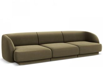 BLOOMINGLOFT 3-Sitzer Designsofa Miley - mit Samtbezug Olivgr&uuml;n