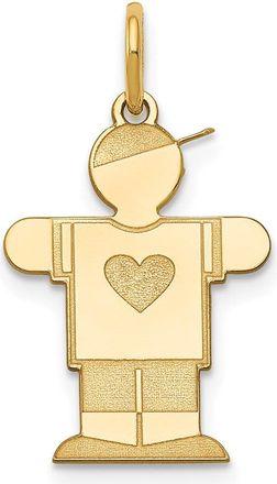Diamond2Deal 14k Yellow Gold The Kids Small Heart Shirt Boy Engravable Hugs Charm Pendant