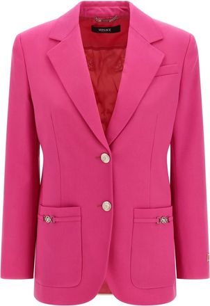 Versace Underwater Barocco Wool Boxy Blazer - Dames - Blazers - Roze - S - Wol - Jassen