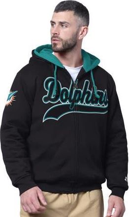 Starter Mens Starter Black Miami Dolphins Big Shot Full-Zip Double Hoodie at Nordstrom, Size X-Large