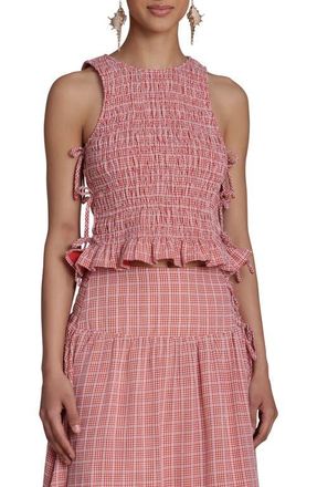Avec Les Filles Smocked Sleeveless Top in Cream-Red Multi at Nordstrom, Size X-Small