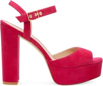 Stuart Weitzman Ryder 95 Platform Sandal - Dames - Sandalen met hakken - Roze - 38 EU - Su&egrave;de - Schoenen