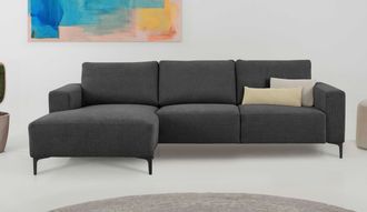 HOME AFFAIRE Ecksofa »Tournon, L-Form, Breite 262 cm, Webstoff, Chenille« Designsofa im nordischen Stil, Wellenunterfederung, Metallfüsse