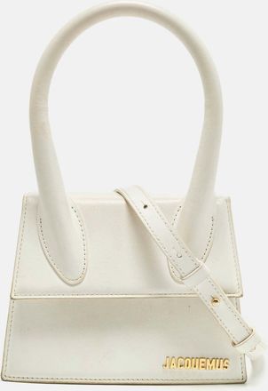 Jacquemus Le Chiquito Moyen White Leather Top Handle Bag