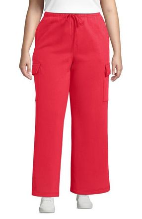 Lands End Serious Sweats High Rise Wide Leg Cargo Pants in Deep Coral at Nordstrom, Size 3 X