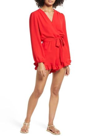 Fraiche by J Long Sleeve Romper in Tomato at Nordstrom, Size Small