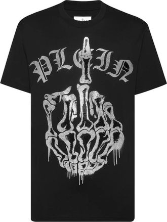 Philipp Plein T-Shirt Round Neck Iconic Plein - Heren - T-shirts - Zwart - 4XL - Katoen - Tops