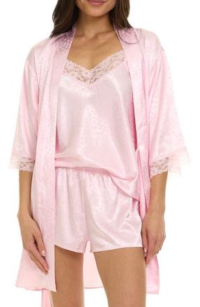 Flora Nikrooz Sabrina Travel Pajamas & Robe Set in Pink at Nordstrom, Size X-Small