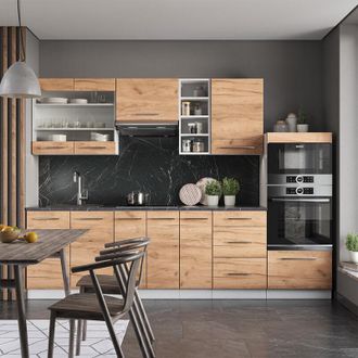 Vicco Mueble De Cocina Fame-line, Oro Potencia Roble/blanco, 280 Cm, Et Antracita