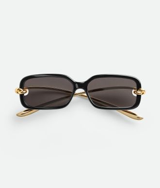 Bottega Veneta Knot Rectangular Sunglasses - Black - Unisex