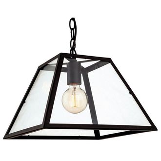 Netlighting Kew 1 Light Ceiling Pendant Black Clear Glass E27