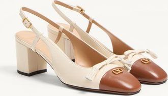 Valentino Garavani D&eacute;collet&eacute; Slingback Valet Du Roi In Capretto 60Mm Donna BURRO/TABACCO 35.5