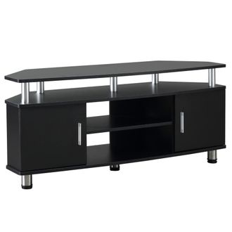 HOMCOM TV Unit Cabinet with Storage Shelves and Cupboard - Entertainment Center for Living Room - Black Stand Cupboard Room - Home Living | TJ Hughes