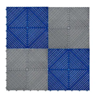 MonsterShop Vented Garage Floor Tiles With Edges - 60 Grey & 60 Blue