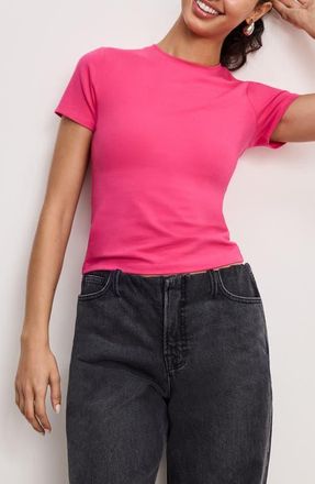 Good American Stretch Cotton Baby Tee in Ballerina Pink004 at Nordstrom, Size 3X-Large