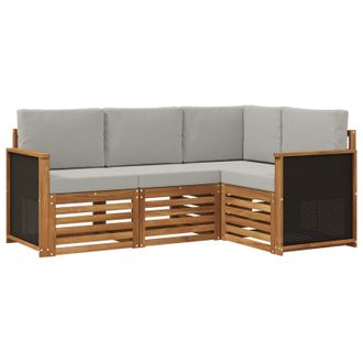 vidaXL Juegos De Sof&aacute;s Con Coj&iacute;n 4 Pcs Madera De Acacia S&oacute;lida Vidaxl
