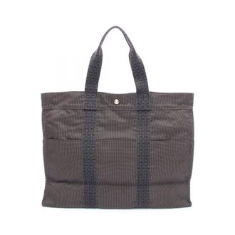 Herm&egrave;s Gray Canvas Tote Bag (Pre-Owned)