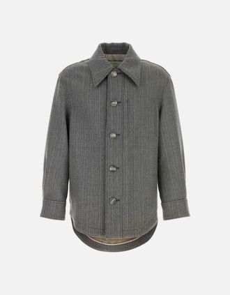 Ami Mens Double Wool Herringbone Jacket Grey - Size: Regular/34