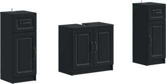 vidaXL Juego De Gabinete De Ba&ntilde;o De 2 Piezas Utrecht Negro Vidaxl