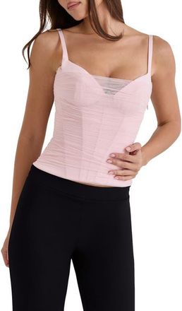 House of CB Lini Mesh Corset Top in Blush Pink at Nordstrom, Size X-Large A