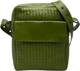 Bottega Veneta Pre-owned Woven Nappa Crossbody Bag - Dames - Vintage Schoudertas - Groen - ONE Size - Leer - Vintage