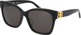Balenciaga Womens Sunglasses Bb0102sa Black-Gold-Grey Metal Black/gold/grey