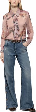 Luisa Cerano Flower Print Silk Blouse In Multi