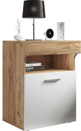 ebuy24 Ebuy24 - Mueble De Noche Vcm Mesita Lateral Con Puerta Giratoria Mesita De Noche Dimensiones Aprox. Al. 61 X An. 45 X T. 39 Cm - Slepal M (roble De Mi