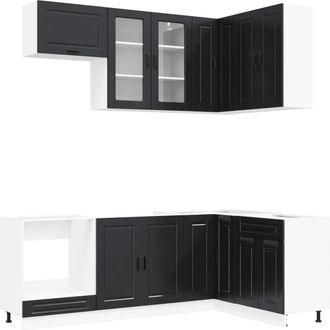 vidaXL Unidad De Cocina Porto 8 Uds. Negro Madera De Ingenier&iacute;a Vidaxl