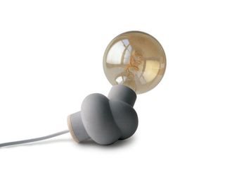 Gone's L&aacute;mpara de hormig&oacute;n y madera cable blanco bombilla led edison