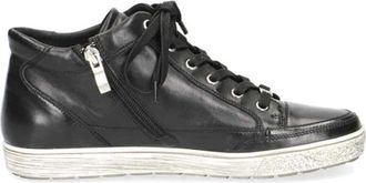 Caprice Zwarte leren enkel sneakerboot - Dames - Sneakers - Zwart - 38 EU - Leer - Schoenen