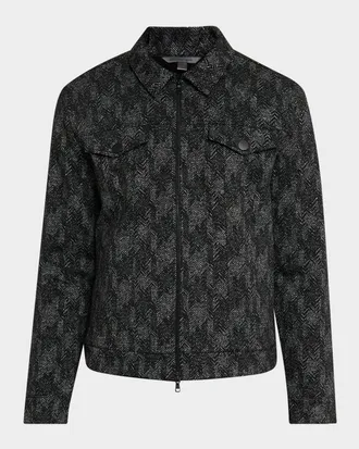 John Varvatos Men & apos;s Hallet Jacquard Herringbone Trucker Jacket