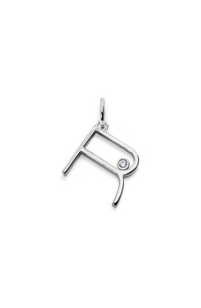 Monica Vinader Lab Grown Diamond Initial Pendant in Sterling Silver R at Nordstrom