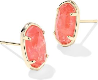 Kendra Scott Grayson Stone Stud Womens Earrings Earring Gold Papaya Iridescent Mother Of Pearl