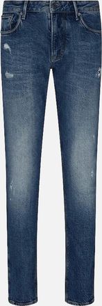 Emporio Armani Mens J06 Ripped Blue Slim Fit Jeans