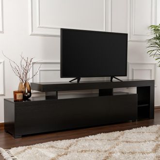 Dmora Mueble Porta Tv Trasacco, 1 Estante, 3 Puertas, Luces Led Incluidas, 192x37x53h Cm Negro
