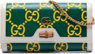 Gucci Pre-owned Gucci Bicolor Debossed GG Azalea Calfskin Bamboo Diana Wallet on Chain Ladies 658243 496085